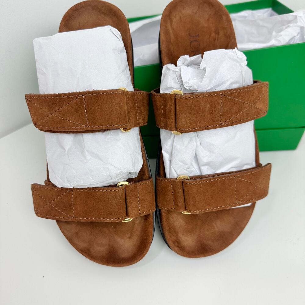 J.Crew New Colbie Wide Strap Sandals Slide Suede English Saddle Womens US 7.5 - Picture 4 of 10
